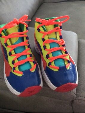 Reebok Kids Neon Multicolor Sneakers - Blue, Yellow & Coral